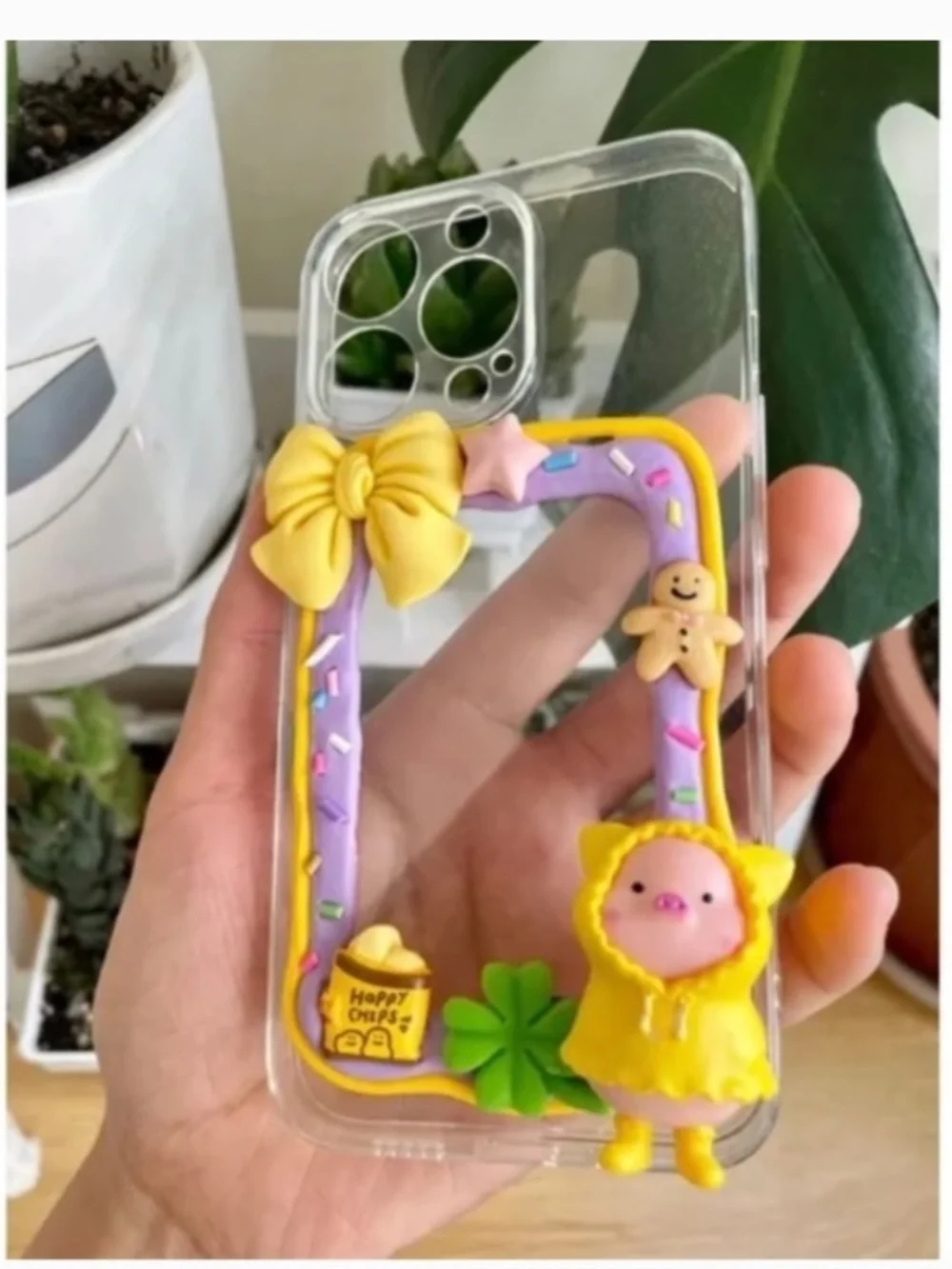 iPhone 13pro butterfly or rabbit or piggy Phone Case, Handmade cartoon case